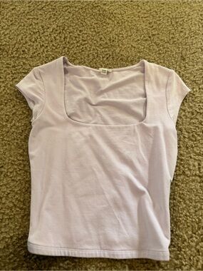 Garage Lavender Scoop Neck Cap Sleeve Crop Top